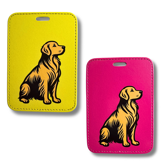 Golden Retriever Luggage Tag in Yellow or Dark Pink