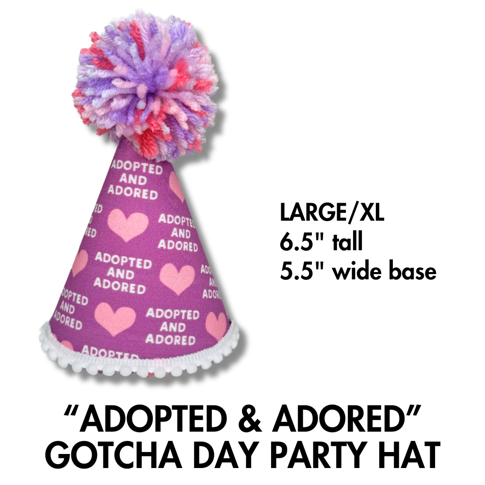 large breed dogs in party hats will rock the celebration in these cute lavender pup gotcha day hats