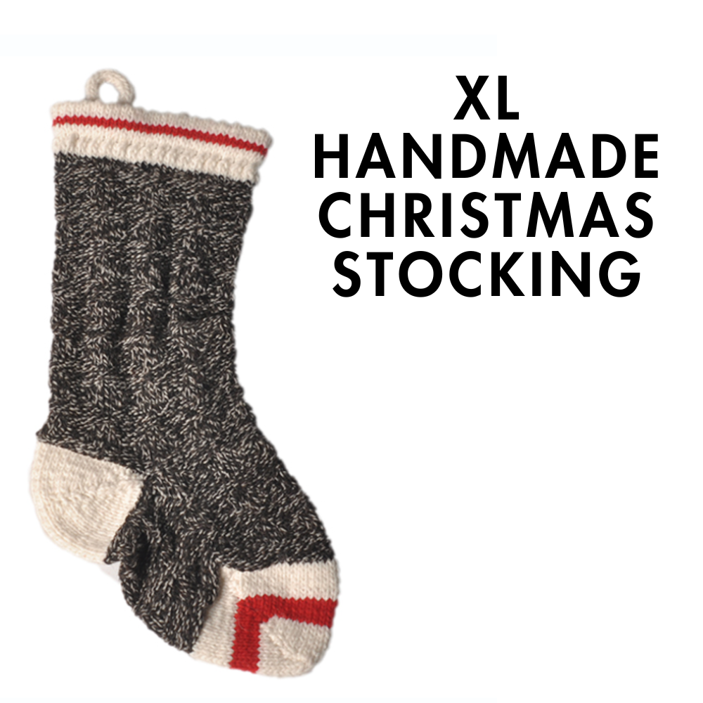 Handmade Gray Wool Christmas Stocking