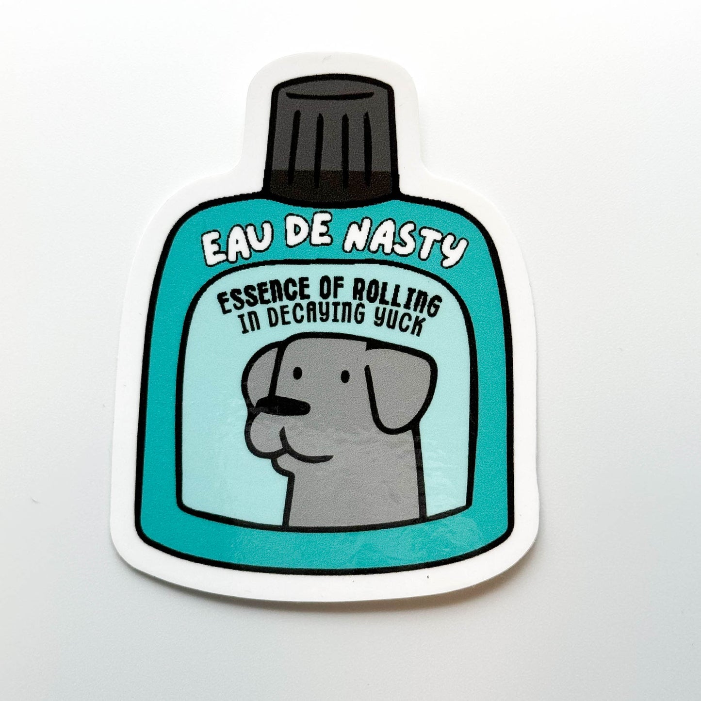 Funny Dog Cologne Sticker - Rolling in Yuck
