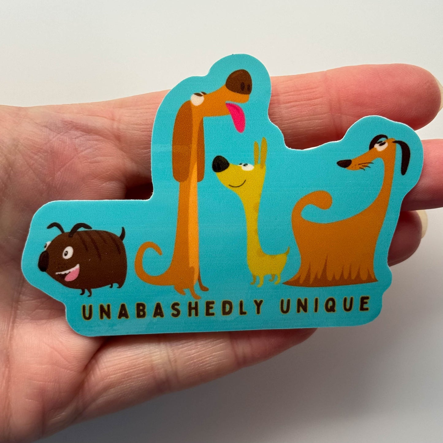 Cute Unabashedly Unique Dog Sticker - Embrace Uniqueness