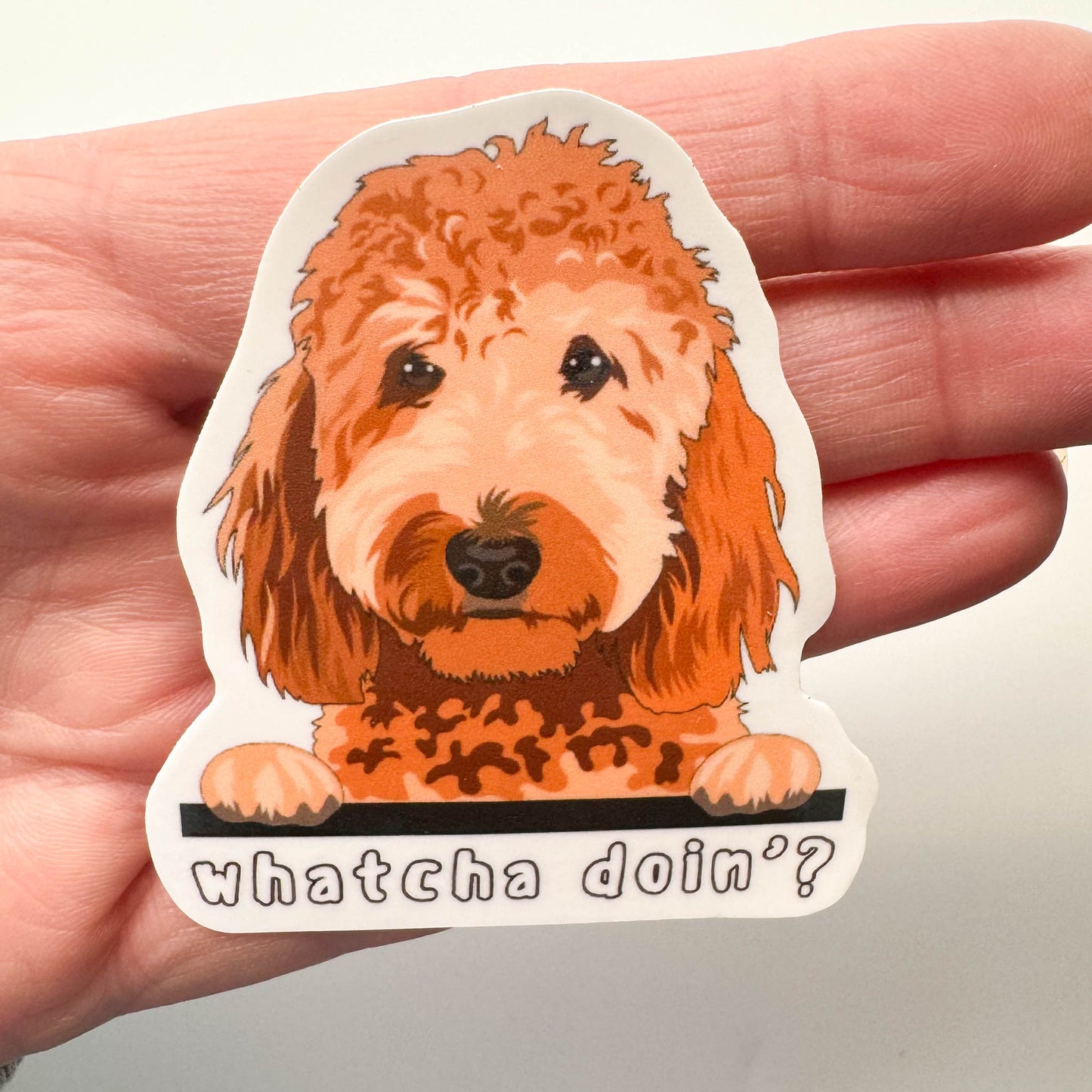 Cute Doodle Dog Sticker Watching You Sticker