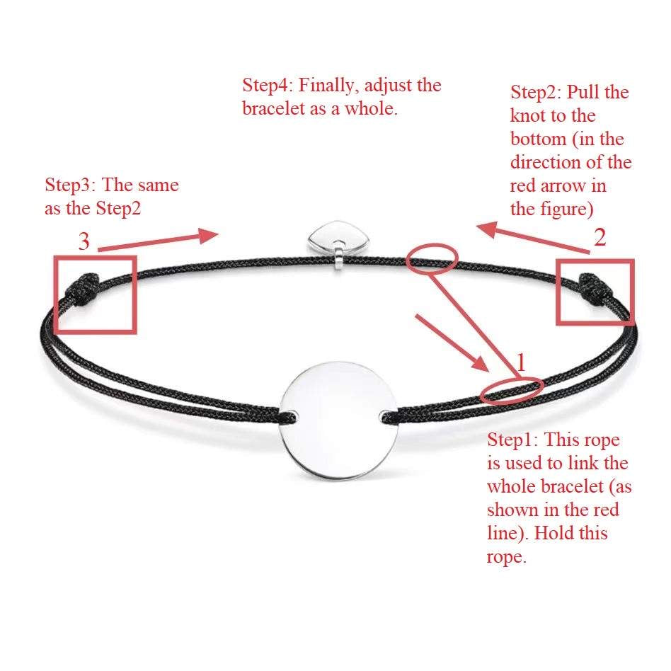 Instructions how to adjust the friendship bracelets