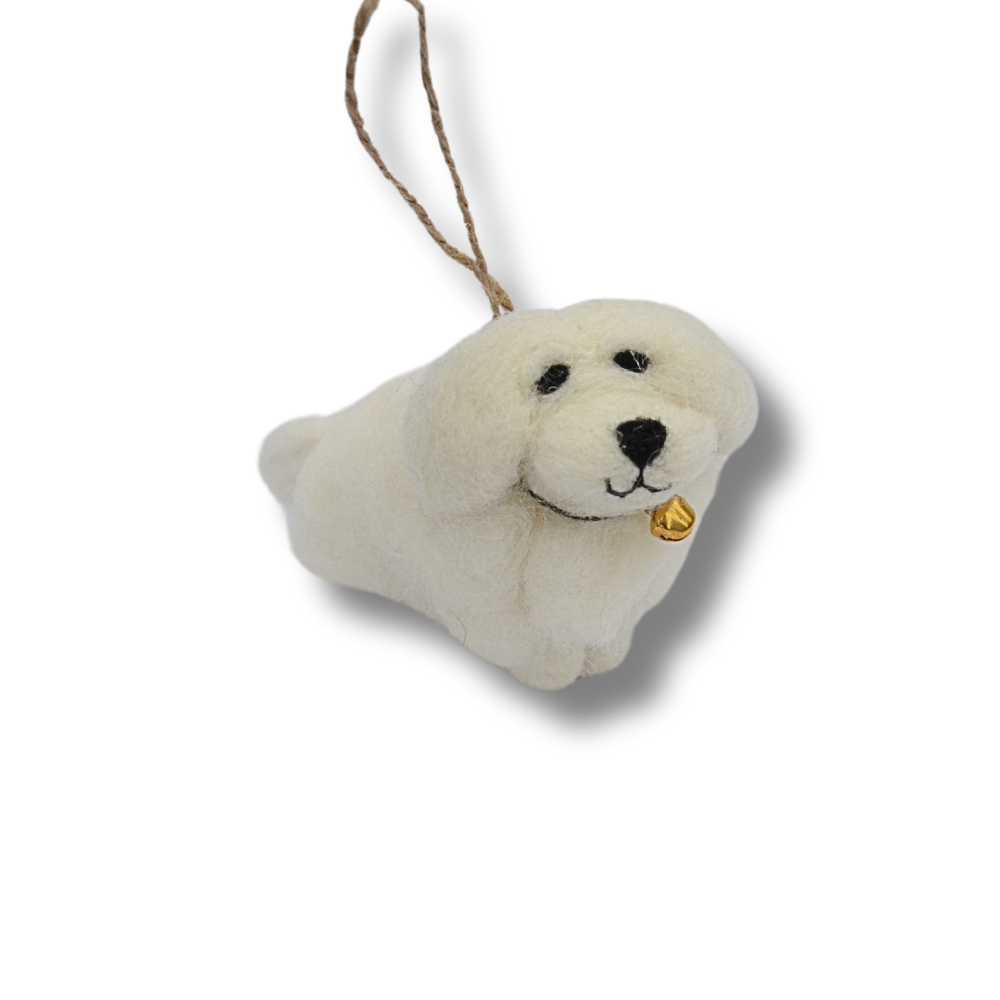 White Maltese Dog Ornament | Felt Maltese Holiday