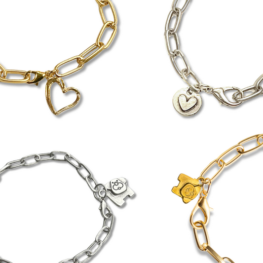 Paperclip Chain Bracelet With Charm | Gold or Silver