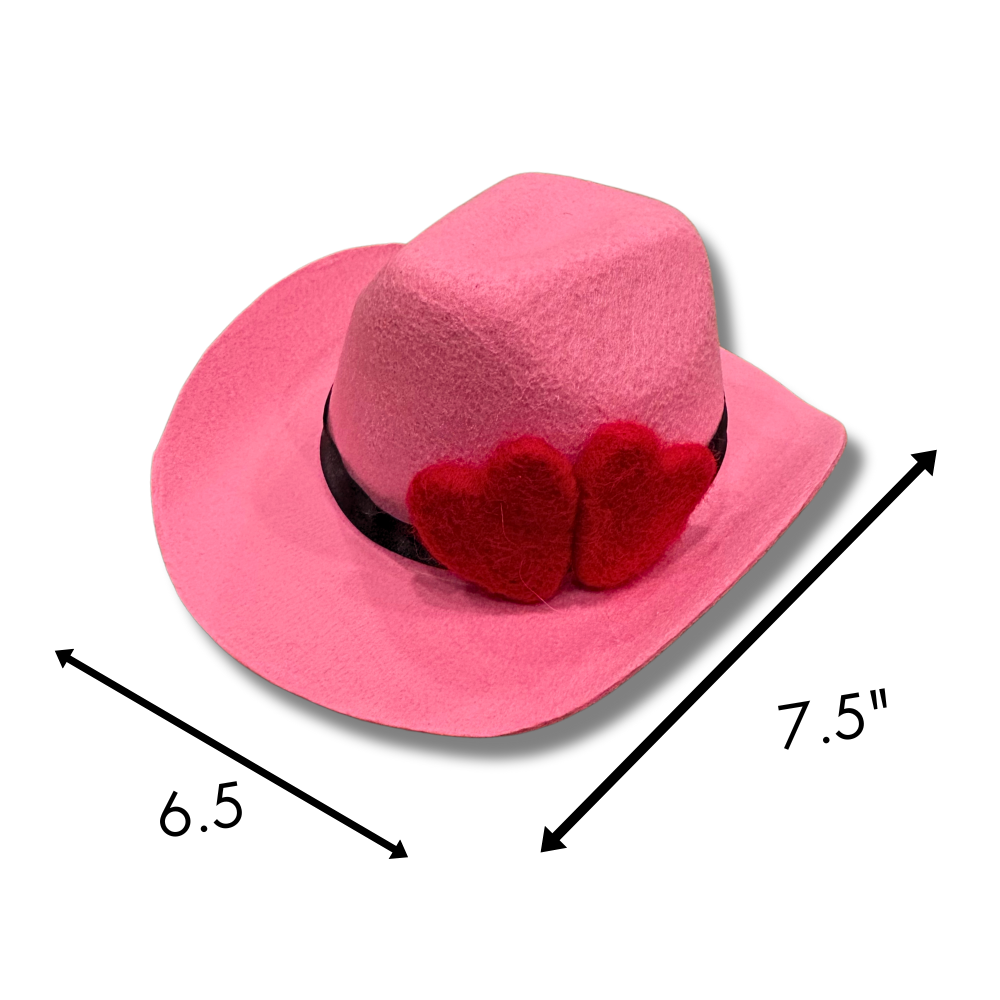 Valentine Dog Cowboy Hat | Pink with Flowers