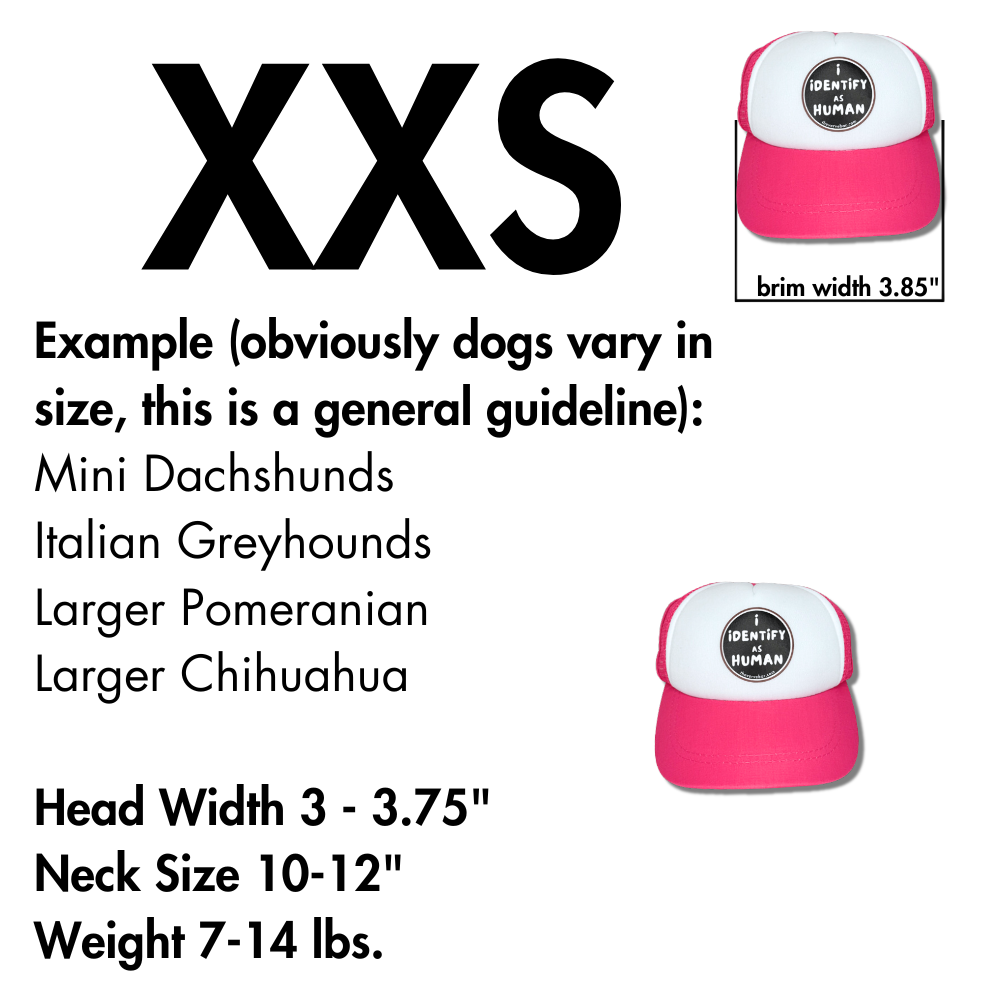 size chart for dog trucker hat for very small dogs