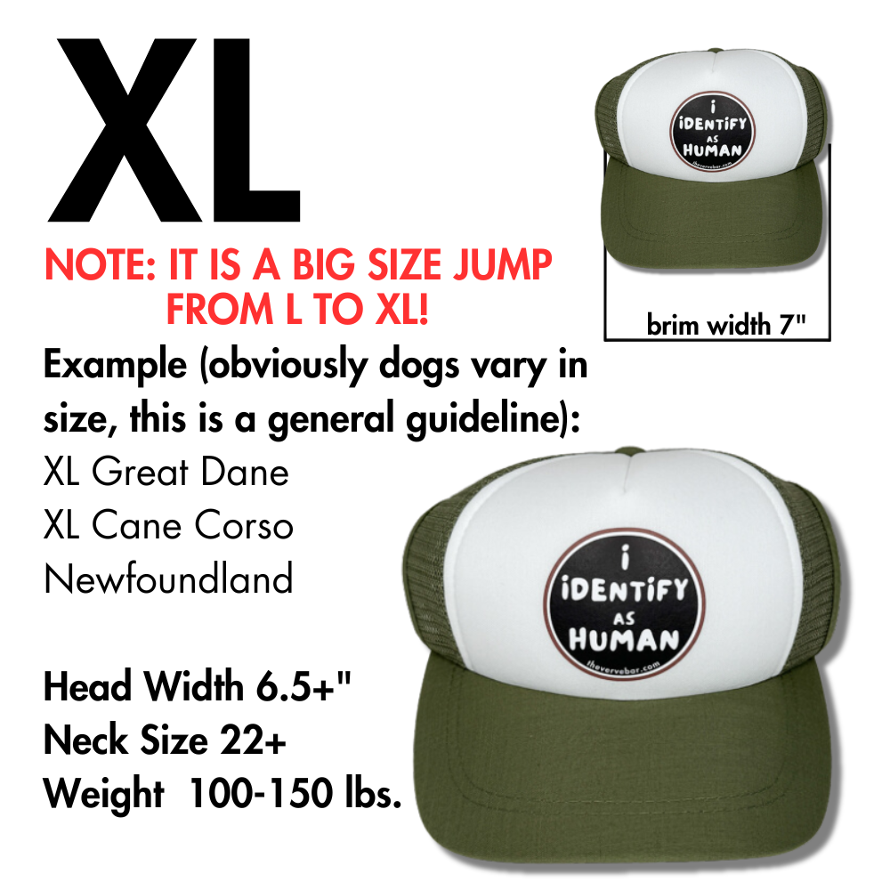 trucker hat for large breed dogs - size info 