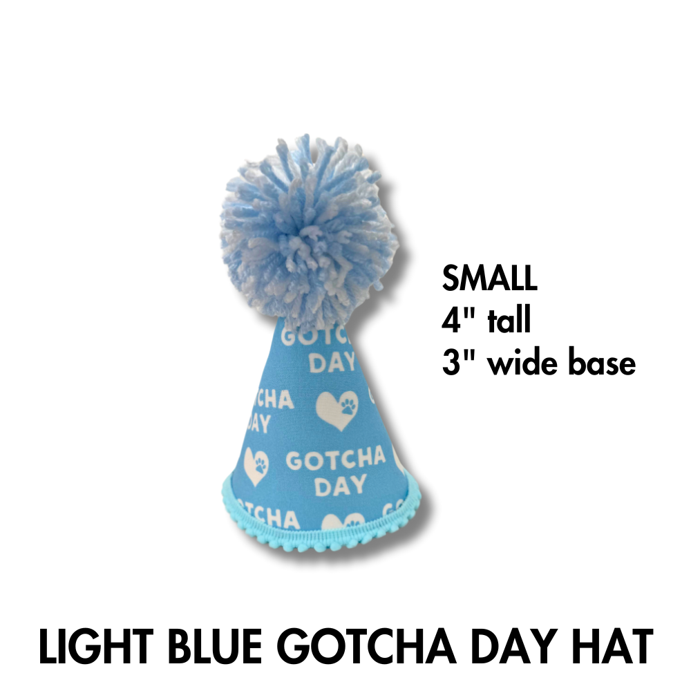 Blue Gotcha Day Hat for Dog | Luxe Fabric Wrapped Party Hat