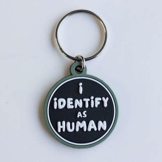 I Identify as Human Funny 3-d Rubber Dog Tag