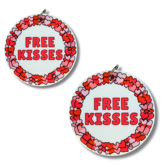 Valentine Red Acrylic Dog Collar Charm | Free Kisses