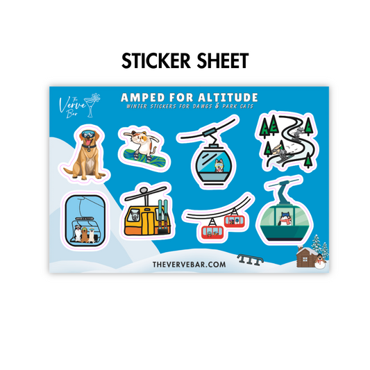 Ski-Dog (and park Cat) Sticker Sheet | Snow Dog Decals