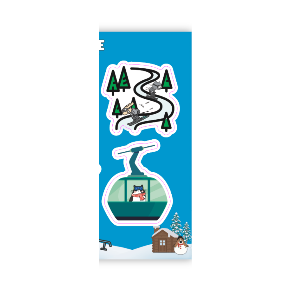 Ski-Dog (and park Cat) Sticker Sheet | Snow Dog Decals