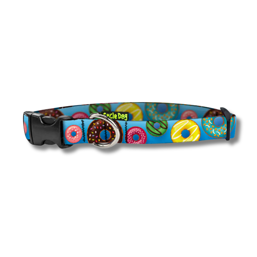 Cute donut collar for small dogs. Close up photo of the collar.