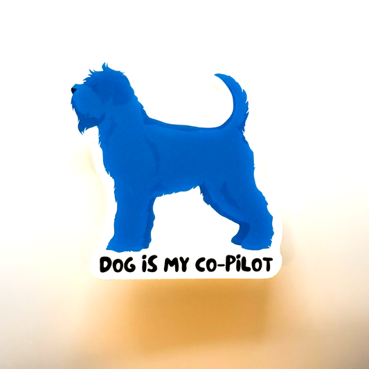 soft coated wheaten terrier blue cartoon silhouette "dog is my co-pilot" 