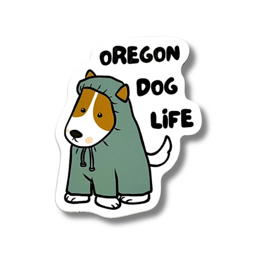 Oregon Dog Life | Dog with Raincoat Sticker