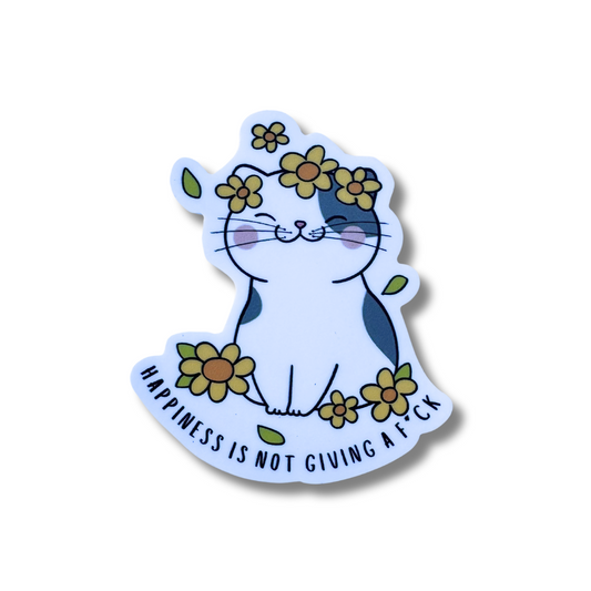 Funny Sweary Cat Sticker - The Secret to Happiness