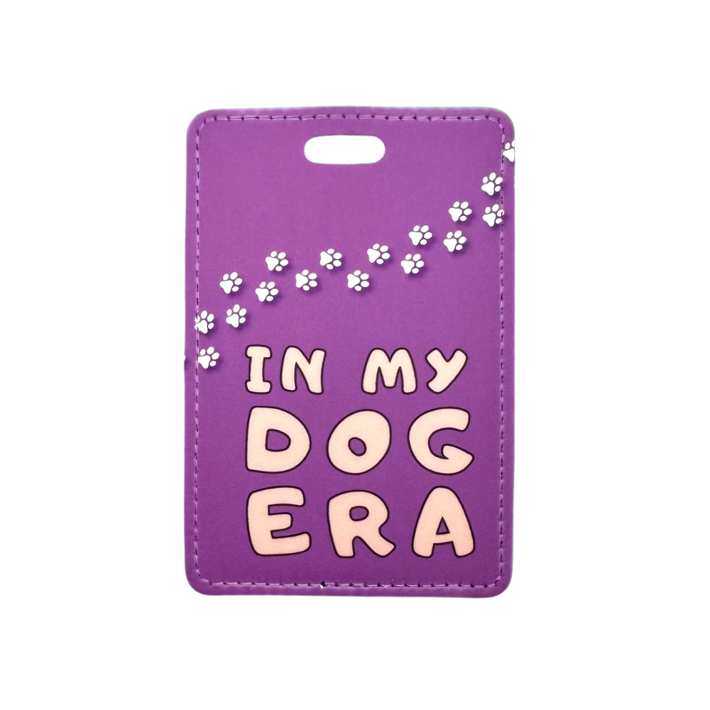 purple luggage tag gift for dog lover
