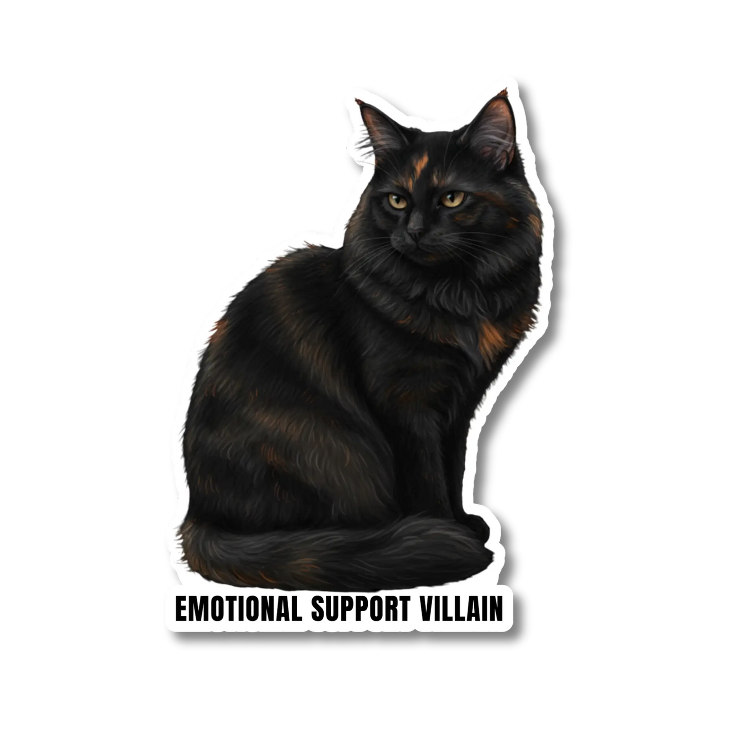 Emotional Support Villain Tortie Cat Sticker