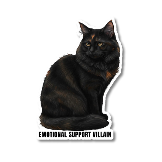 Emotional Support Villain Tortie Cat Sticker