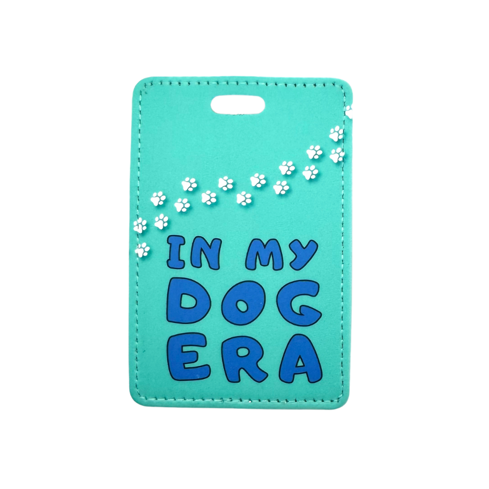 blue green luggage tag gift for dog lover "in my dog era"