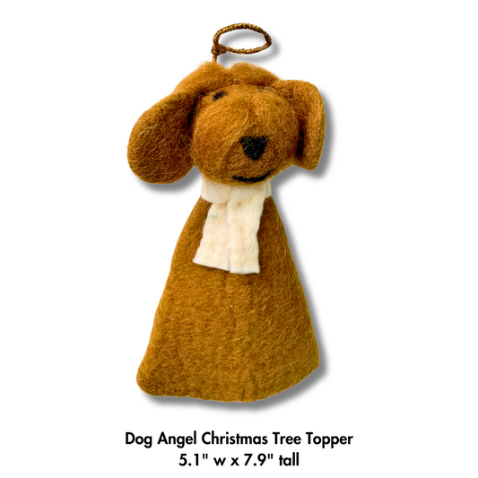 Dog Tree Topper | Felt Angel Dog Top of Tree