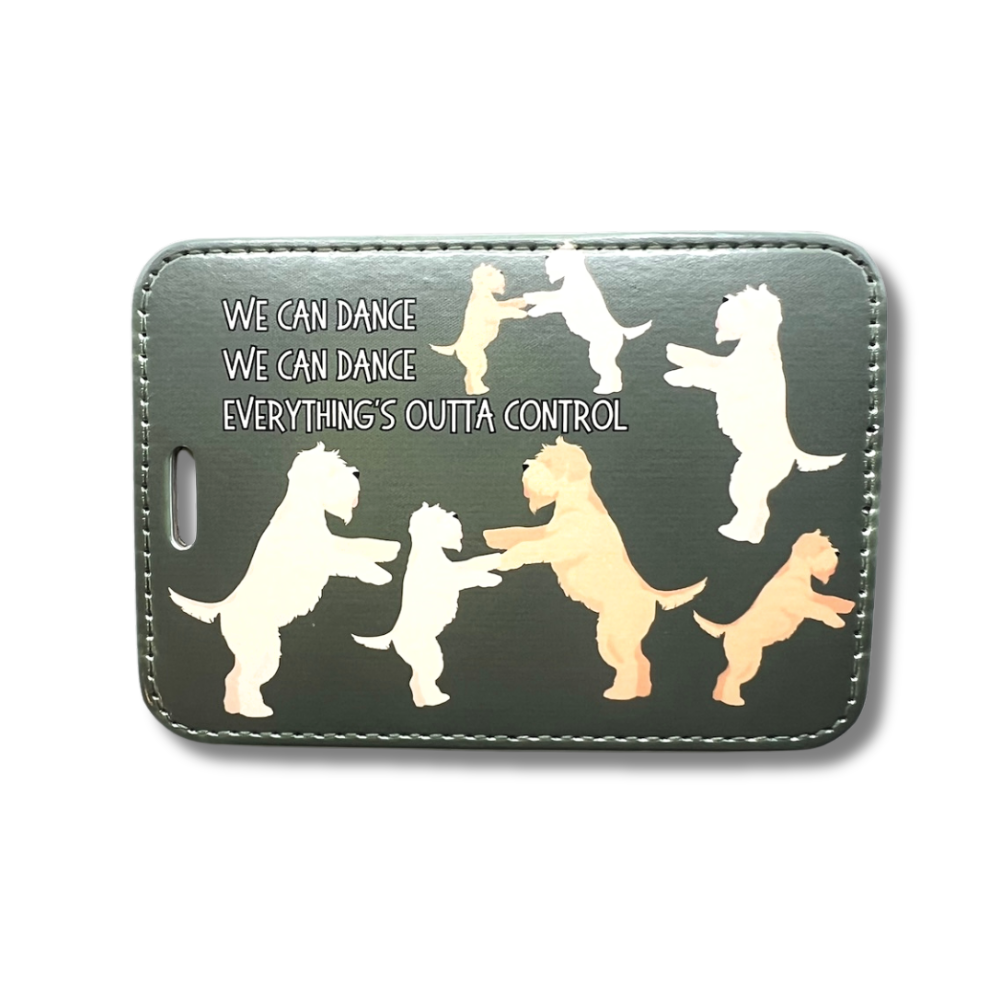 7 wheaten terriers dancing on two legs "we can dance, we can dance, everything's outta control"