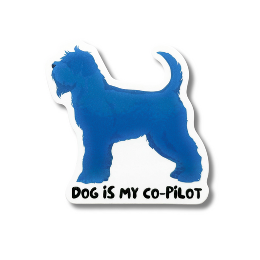 soft coated wheaten terrier blue cartoon silhouette "dog is my co-pilot" 