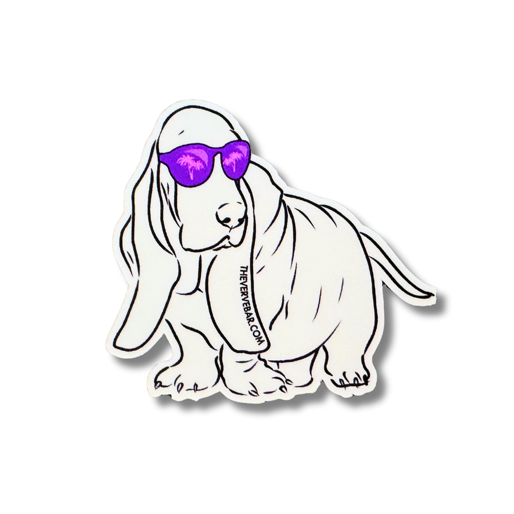 White Basset Hound Vinyl Sticker | Chill Icon Energy